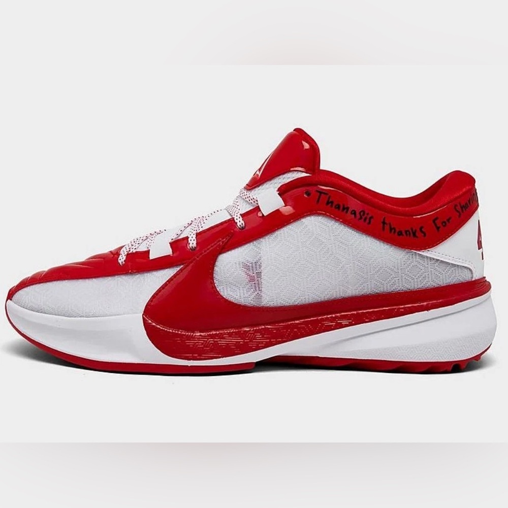 Nike Zoom Freak 5 Basketball Shoes Red White Black Giannis Size 11.5 FV1933 600